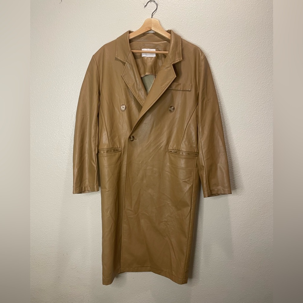 OAK + FORT Women’s Vegan Leather Light Brown Trench Coat Size Small